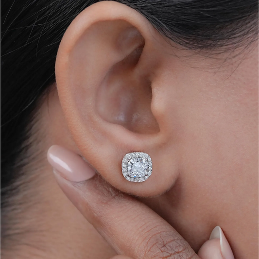Unisex Cushion-Halo cut Earrings