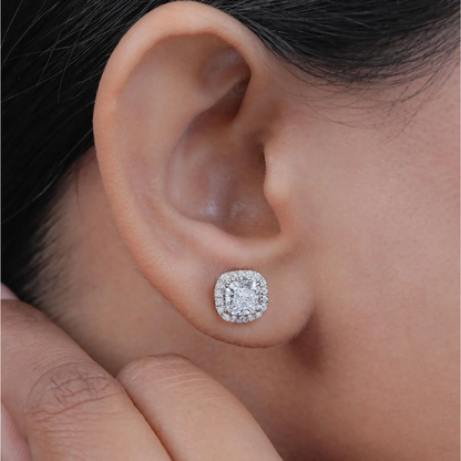 Unisex Cushion-Halo cut Earrings