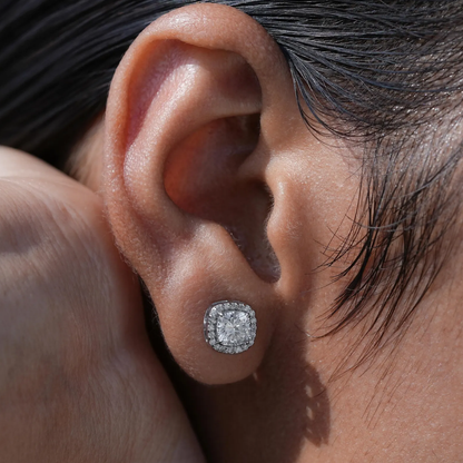 Unisex Cushion-Halo cut Earrings