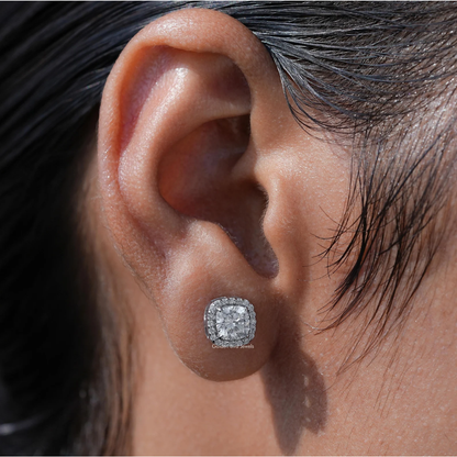 Unisex Cushion-Halo cut Earrings
