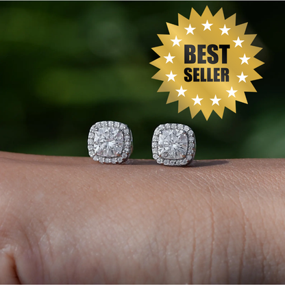 Unisex Cushion-Halo cut Earrings