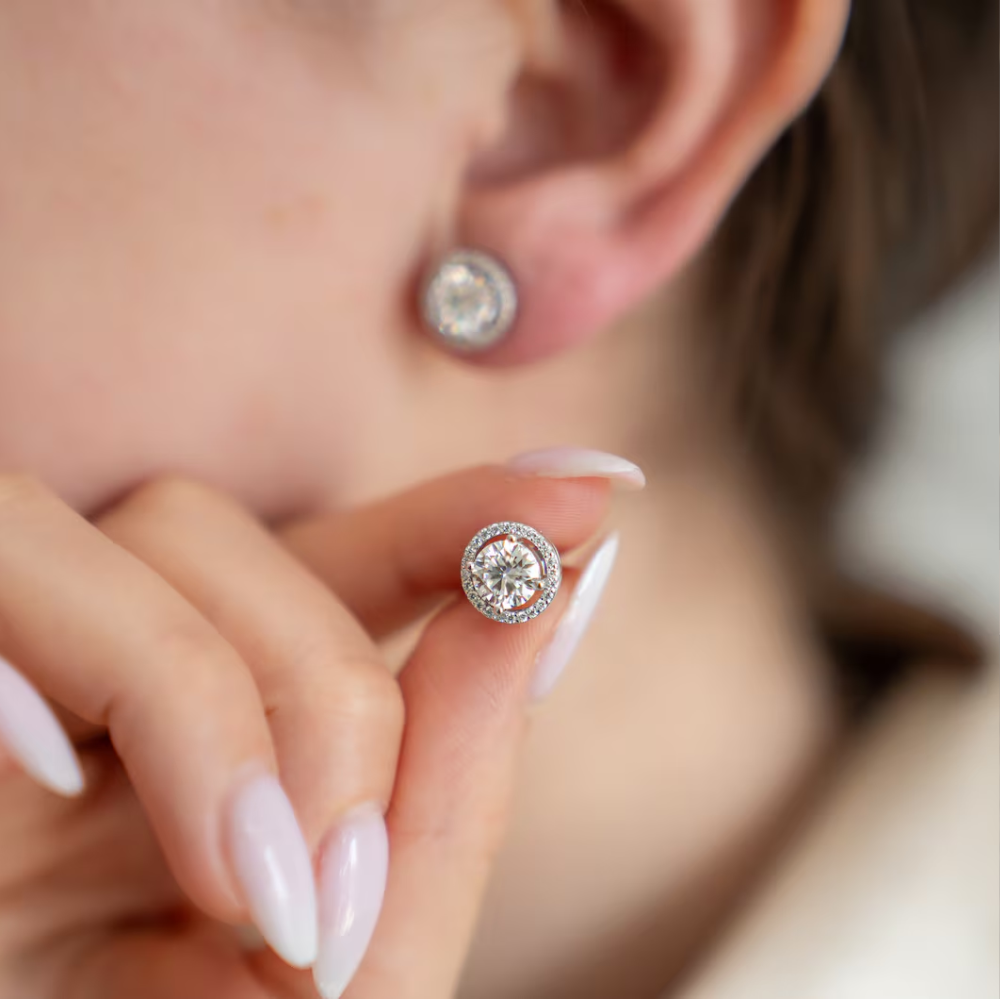 Unisex VVS Martini-Halo Earrings