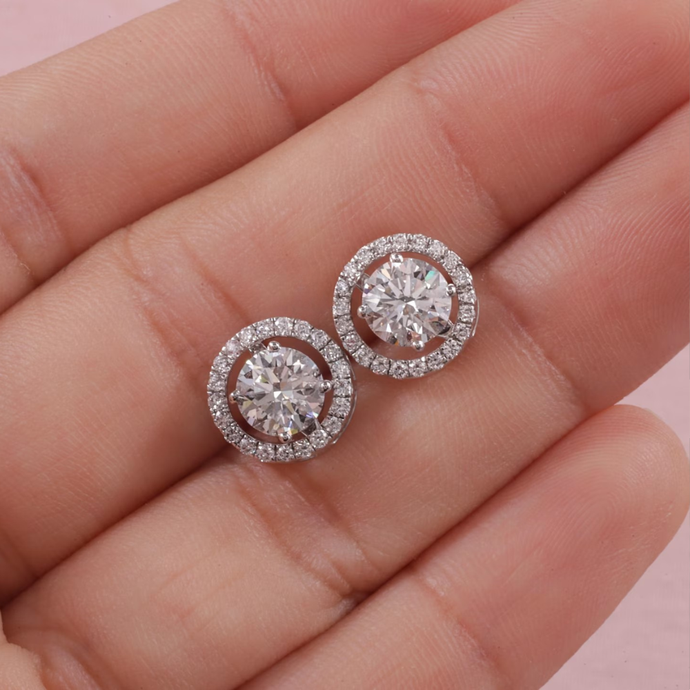 Unisex VVS Martini-Halo Earrings