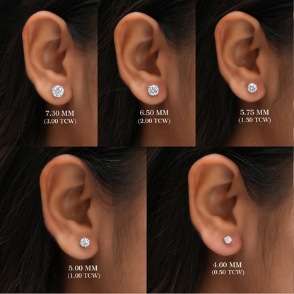 Unisex VVS Lab-Diamond Stud Earrings (1-2 Carat)