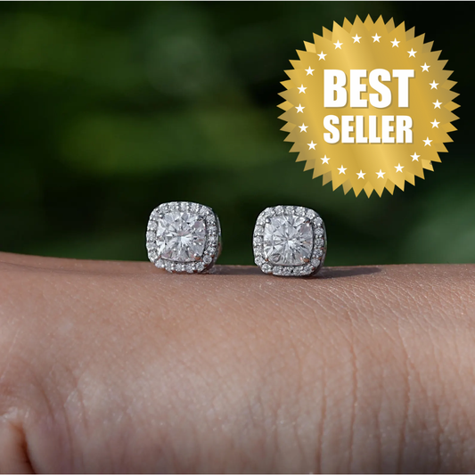 Unisex Cushion-Halo cut Earrings